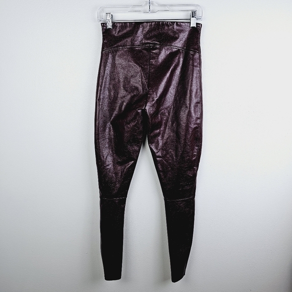SPANX Burgundy Wine Patent Leather Leggings, size Medium - Picture 4 of 10
